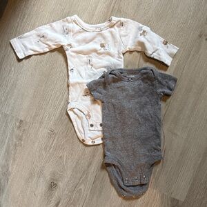 Simple Newborn Bodysuits in Gray and Cream